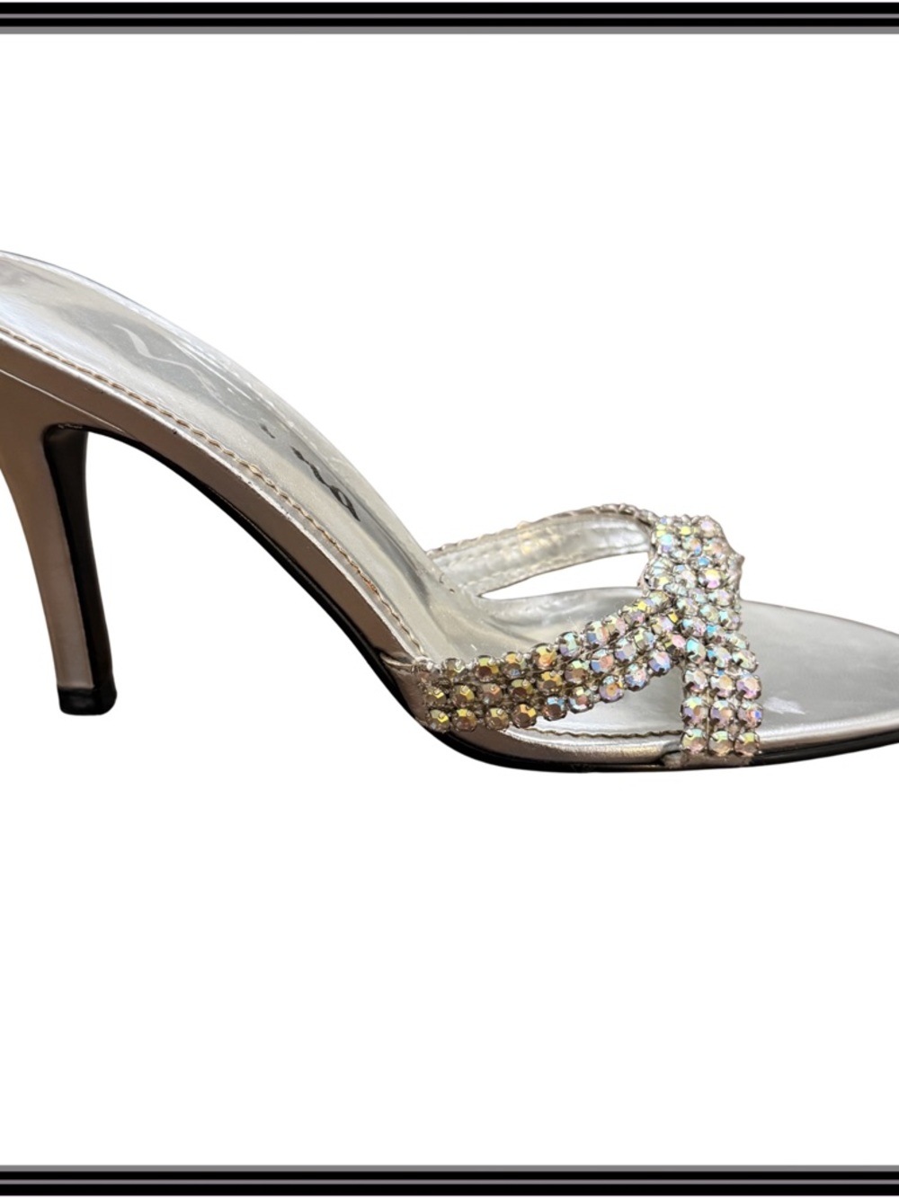 Nina Silver Rhinestone Strappy Heels Womens Size 7M Formal Prom Bridal Formal